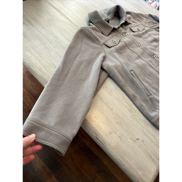 Torrid Gray Fleece Lined Trucker Shacket Jacket Button Up Sz 4x - Picture 4 of 13